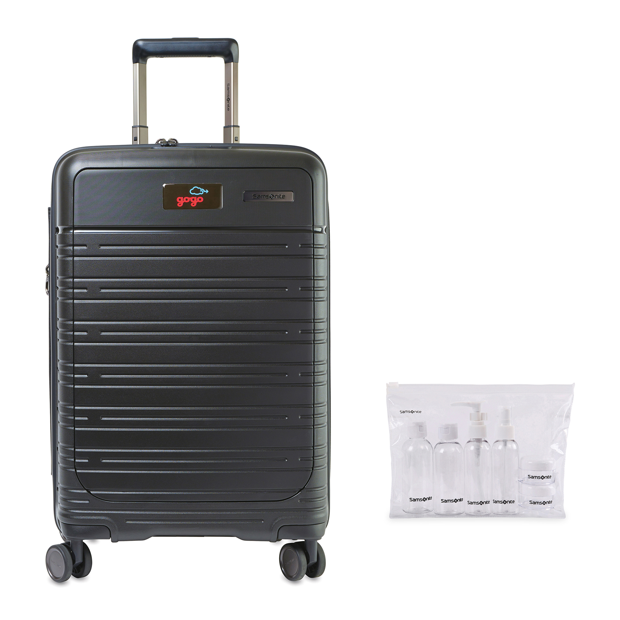 Samsonite Elevation™ Plus Carry-On Spinner and 6 Piece Travel Bottle Set